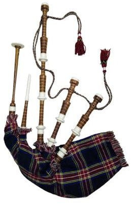 TC Scottish Great Highland Dudelsack Palisander Imitation Elfenbein Braun Natürliche Farbe Verschiedene Schottenkaros Bereit Zum Spielen/Gaita/Dudelsack (Black Stewart Tartan)