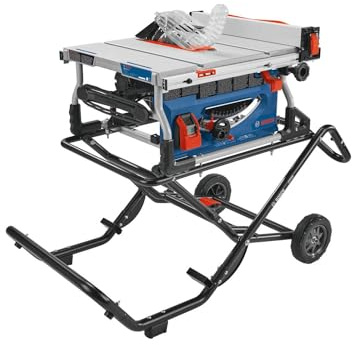 BOSCH GTS15-10 10 Portable Table Saw with Gravity Lifting Wheel Stand, 15 Amp Tear Capacity, 32-1/8
