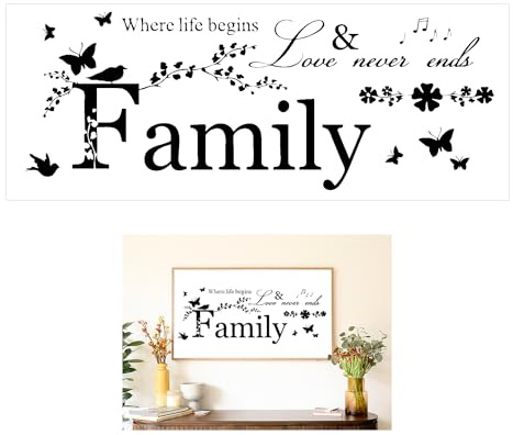 BEIBXHQQ 1 Piece Sticker, Family Letter Sticker, Wall Art Sticker, Creative Art Sticker, Living Room Wall Sticker, Vinyl Wall Sticker, Suitable for Living Room, Bathroom, Bedroom, Kitchen Wall Sticker