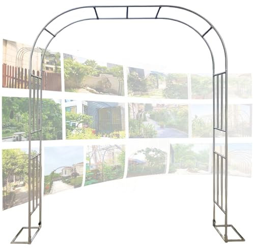 GZDXBF Torbogen Rankhilfe Für Kletterpflanzen Und Rosen Aus Edelstahl, Rosenbogen Gartenbogen Pergola Spalier Mit Sockel(Size:Wide: 260cm)