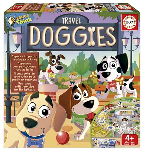 Educa - Juego de Mesa Educativo Travel Doggies | Escoge un Personaje y recorriendo el Tablero encontrarás Elementos de tu Perrito y prepáralo para Las Vacaciones. A Partir de 4 años (19974)