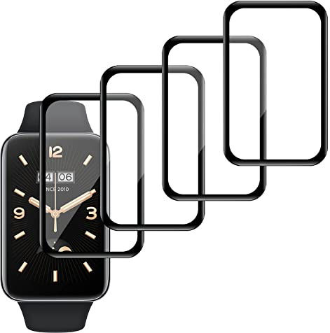 Jinyunlai Protector de Pantalla para Xiaomi Mi Band 7 Pro, [4 Piezas] Cobertura Completa 3D, Borde Curvado, Antiarañazos, Sin Burbujas, Antihuellas, Transparente HD PET Flexible Protector Pantalla