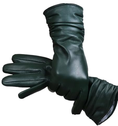 Damen-Handschuhe Aus Echtem Schaffell, Warme, Gestrickte, Mit Flanell Gefütterte Touchscreen-Lederhandschuhe