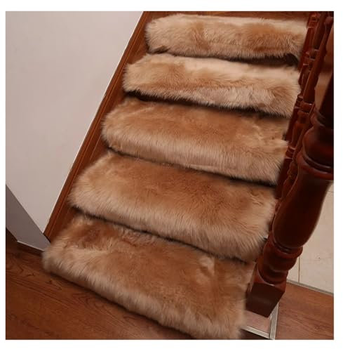 WJLYDM Stufenmatten Soft Fluffy Plush Stair Treads Carpet Rectangle Non-Slip Rug Floor Mat for Living Room Bedroom Stair Decor Safety Mute Step Rugs FüR Treppen(QA-4,25x65 cm)