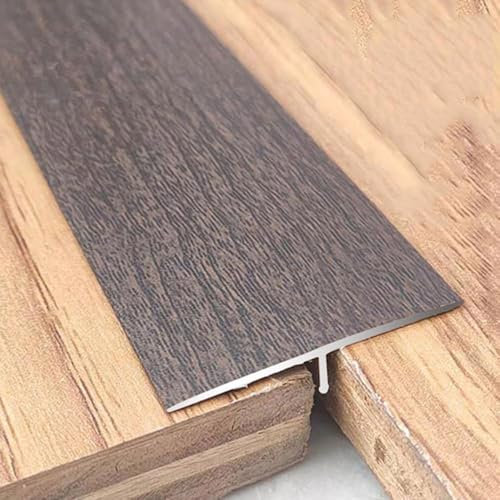 REDEXI Aluminium Türschwelle Übergangsstreifen, T-Profil Bodenschiene Für Holz Zu Fliesen, Selbstklebender Bodenübergangsstreifen Boden Abdeckleiste 90cm, Einfach Zu Verbindungs(Black Walnut)