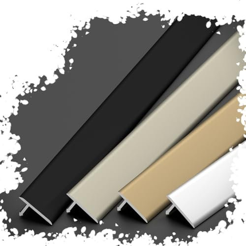 REDEXI T-Profil Bodenleiste Türschwelle Übergangsprofil Für Holzböden, Fliesen, Laminat, Aluminium Fußböden Abdeckleiste, 12/16/24mm, Schwarz Gold(Green,W16MM)