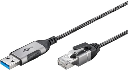 goobay Câble USB A 3.0 vers RJ45 Ethernet CAT 6 Slim/Câble adaptateur/Connexion Internet filaire stable avec routeur/commutateur réseau/Adaptateur USB vers RJ45 / 1 Gbit/s / 3 m / 74396 / Gris