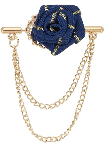 PATIKIL Rosen-Anstecknadel, Anstecknadel mit doppelter hängender Kette, Brosche, Anzug, Ohrstecker, Hemd, Herren-Accessoires, Hochzeit, Abschlussfeier, Jahrestag