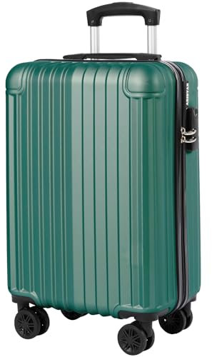 ABISTAB Handgepäck Koffer 55x35x23cm, Hartschalen Reisekoffer klein, leicht Koffer Trolley mit 4 Rollen & Zahlenschloss, Dunkelgrün