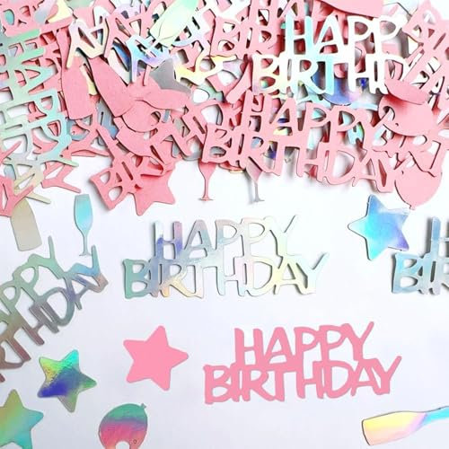 KOBOKO Happy Birthday-konfetti, bordsdekoration, födelsedagsdekoration, konfetti födelsedagsdekoration, födelsedagsdekoration, bordsdekoration, glitterkonfetti för födelsedagsfester