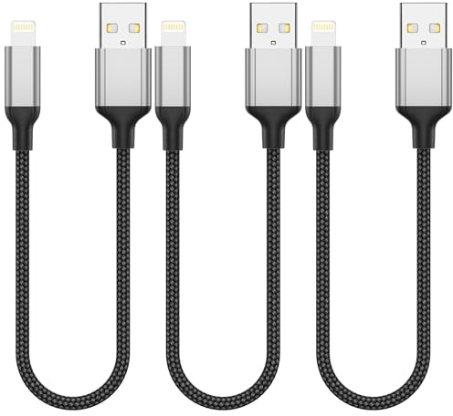 Acecene 30cm USB auf Lightning Kabel Kurz, 3 Pack iPhone Ladekable-Schwarz | MFi Zertifiziert Schnellladekabel mit Carplay kompatibel für iPhone 14 13 12 11 Pro Max X XS XR 8 7 6 Plus Mini SE