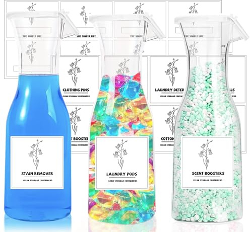 Vurlexat 3 Dispenser Detersivo Lavatrice,1182ml Contenitore Per Detersivo,Istributore Di Detersivo In Polvere,Contenitore Per Detersivo,Per Conservare Detersivi E Ammorbidenti Per Il Bucato