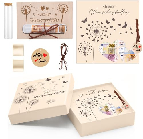 Wunscherfüller Geldgeschenke mit Geschenkbox & Grußkarte, Geburtstagsgeschenk für Frauen, Freundin, Geldgeschenk Verpackung für Konfirmation, Firmung, Geburtstag, Hochzeit