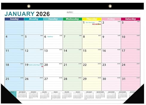 Calendrier 2026-2027, calendrier mural familial, planificateur mensuel de bureau Calendriers de l'année académique, grands espaces d'écriture et disposition claire, pour la maison, le bureau, l'école,