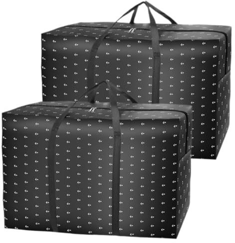 MC-Hotfire 2 Stück 140L Extra Große Umzugstaschen, Aufbewahrungstaschen | Robustes Oxford-Gewebe, Wasserdicht, Reißverschluss, Faltbar, Transporttaschen für Umzug, Reisen, Camping, Uni, Festtagsdeko