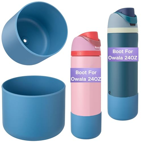 Onlymory Bottes en silicone pour bouteille d'eau Owala de 710 ml | Manchon de protection pour accessoires Owala | Protection inférieure antidérapante (bleu denim clair, 680,4 g)