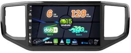 SXAUTO『inbyggd 4G LTE/DAB』Android 15-6G+128G bilradio för VW Amarok 1 (2016-2022) - CarPlay/Android Auto - LED-kamera + MIC - Snabbstart ratt 360-CAM HDMI 2 Din QLED 9 tum