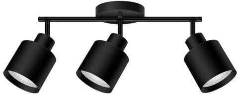 BoostArea 3-Light Led Track Lighting,Black Ceiling Lighting Fixtures,Wall Sconces Ceiling Spotlight with Foldable Light Arms for Kitchen, Closet, Bedroom,GU10 Socket, Bulbs Not Included