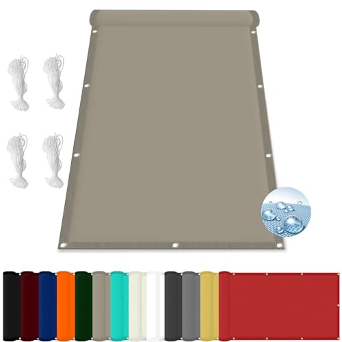 Tenda da sole rettangolare impermeabile, 2,5 x 3 m, per balcone e giardino, protezione UV 98%, resistente agli strappi, resistente alle intemperie, colore tortora