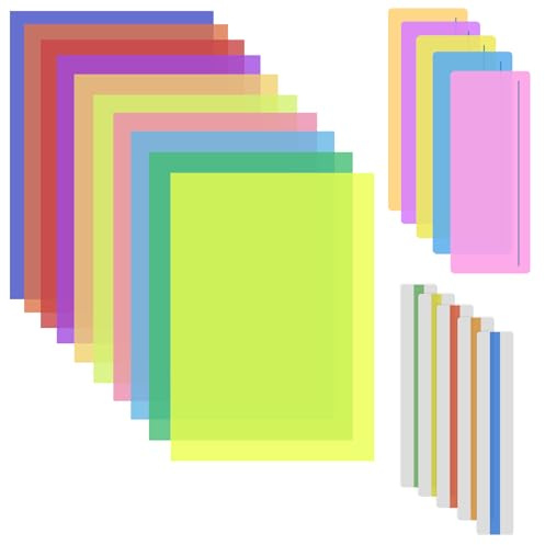20Pcs Dyslexia Overlays, Coloured Overlays for Dyslexia, Guided Reading Highlight Strips for Adults and Children with ADHD, Irlen Syndrome, A4 Dyslexic Reading Aid for Kids, Reduce Visual Stress