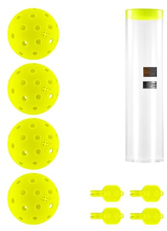 NEEWER PB02 Ensemble de Pickleball LED, Balles de Pickle Ball Lumineuses Phosphorescentes, Accessoires avec Tube de Rangement pour l'Entraînement et la Pratique Nocturnes en Extérieur,4 Pack