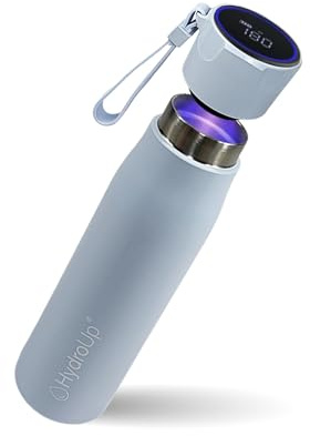 Bouteille auto-nettoyante avec couvercle intelligent pour affichage de la température et rappel des boissons, en acier inoxydable de qualité supérieure (bleu, 500 ml)
