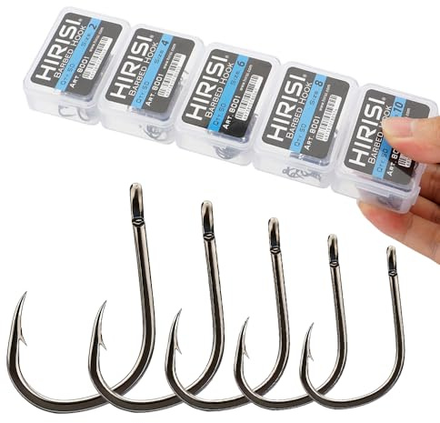 250 Karpfenhaken (5x50) – PTFE-Besch. Hochkohlenstoffstahl-Öhrhaken, Wide Gape & Curved Shank – Gr. 2,4,6,8,10 – für Boilie, Karpfenrigs & Ansitzangeln – Einzelhaken in kombinierbarer Box