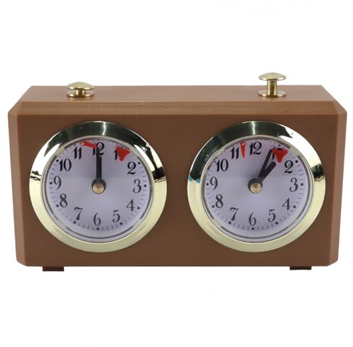 Riven Mechanische Schachuhr Analogspiel-Timer Keine Batterie erforderlich für chinesisches Schach Go Tanned Yellow Base