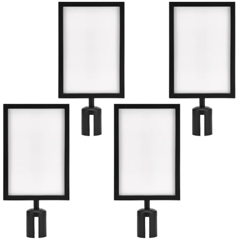 UNICRAFTALE 4 Ensembles Porte Affiche De Barrière Pour File Commerciale | Double Face, Noir, 22.1x6.9x45.3cm, Support Panneau Signalétique, Adapté Pour Banque Musée Poste Pour File D'attente