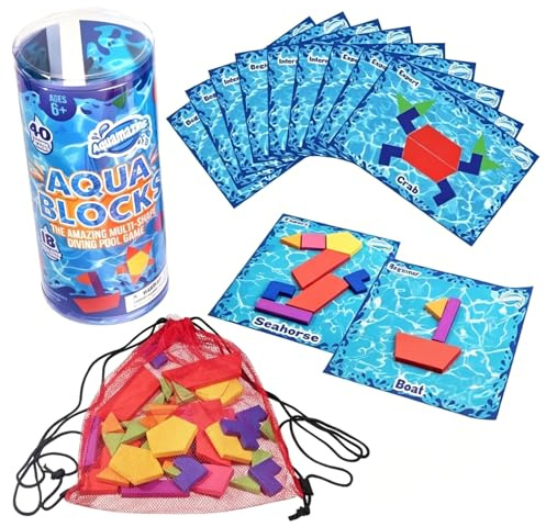 BRTNUP Pool Tauchspielzeug für Kinder, Unterwasser-Puzzlespiel mit 40 Sinkenden Spielzeugen und 18 Challenge-Karten, Schwimmbad Spielzeug für Training, Taucherausbildung, Sommerparty, Strand, Camping