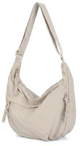 Nhgkju Halbmond Umhängetasche Damen, Nylon Crossbody Bag Half Moon Bag Outdoor Crossbody Schultertasche Hobo Tasche mit verstellbarer Schultergurt für Arbeit Studium Einkaufen Reisen Sport treiben