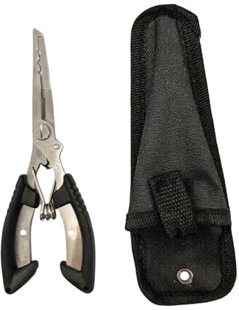 Ncheli Pince à Plomb Pêche au Coup 16,3cm Multifonction Acier Inoxydable | 6-en-1, Coupe-Fil, Ouvre-Anneau, Décrocheur, Anticorrosion Eau Mer & Douce, Sac de Rangement