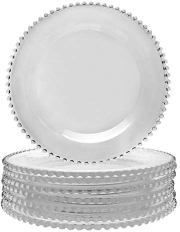 Glass Dinner Plate Set, 8 Piece, D26.5cm Bella Perle Glass Dining Crockery | Dinner Plate, Hand Wash Only, Bella Perle, Beaded Glass, Vintage Style, Glass Crockery, Tableware