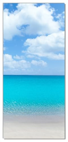 Wallario Selbstklebende Türtapete Sandstrand und blaues Meer - Türposter 93 x 205 cm Abwischbar, rückstandsfrei zu entfernen