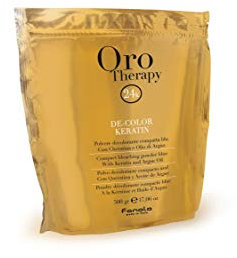 Fanola Oro Puro Therapy De-Color Keratin Blondierpulver blau mit Keratin und Argan Oil, 500 g