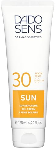 DADO SENS SUN Sonnencreme SPF 30 125ml, bei sonnenempfindlicher Haut | Hoher Sonnenschutz, Reichhaltige Emulsion, Fördert Haut- und Zellschutz, Wasserresistent, Mit Anti-Aging Komplex