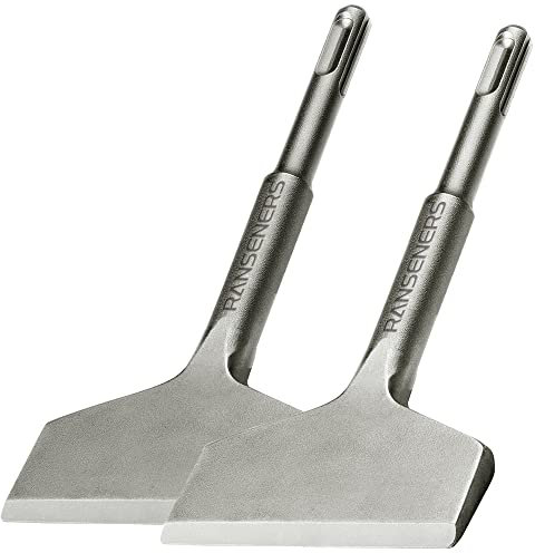 RANSENERS SDS-plus Fliesenmeißel Spatmeißel 2er Set, 165 x 75mm, mit 15° Arbeitswinkel, zum Fliesen und Fliesenkleber entfernen für Bohrhammer