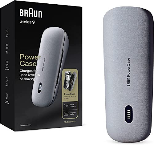 Braun PowerCase, mobiles Rasierer-Ladeetui, kompatibel mit Braun Series 9 und Series 8 Elektrorasierer, bis zu 6 Wochen kabellose Rasierleistung, 50% mehr Akkuleistung, 90 Min. Rasierdauer