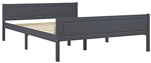 vidaXL Kiefernholz Massivholzbett Bettgestell Holzbett Futonbett Bett Doppelbett Bettrahmen mit Lattenrost Schlafzimmerbett Grau 120x200cm