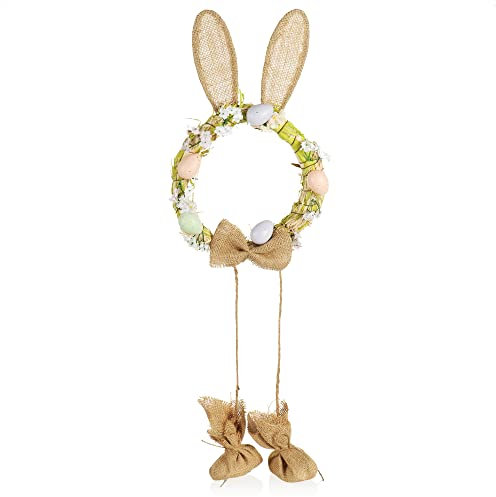 com-four® Osterkranz für Türen oder Fenster - Niedlicher Osterkranz zu Ostern - Türdekoration im Osterhasen-Design