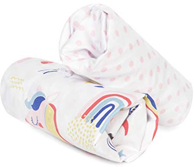 FlyIdeas 2-teiliges Spannbettlaken-Set für Babybett 140x70 cm – 100% Baumwolle, Weich & Hypoallergen – Perfekte Passform für Kinderbett & Reisebett