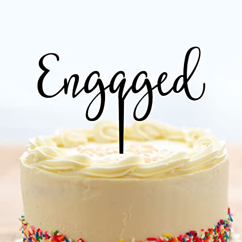 Engaged Cake Toppers, Black Acrylic Wedding Cake Toppers, Engaged Cute Wedding Cake Topper, Rustic Wedding Cake Topper, Engagement Cake Toppers Decoration