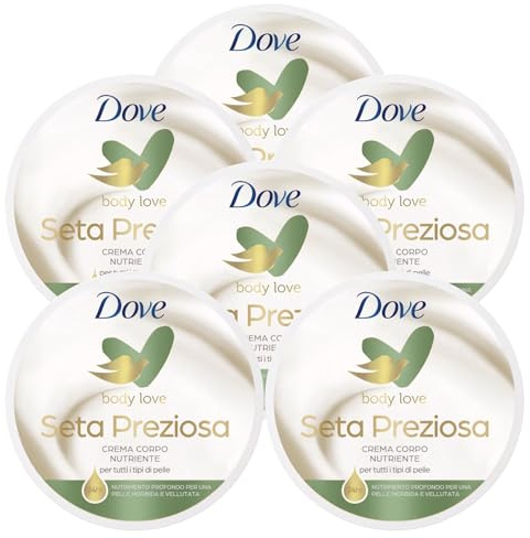 6 x Dove Nourishing Body Care wertvolle Seide NutriDuo Körpercreme für alle Hauttypen - 6 Dosen à 300 ml
