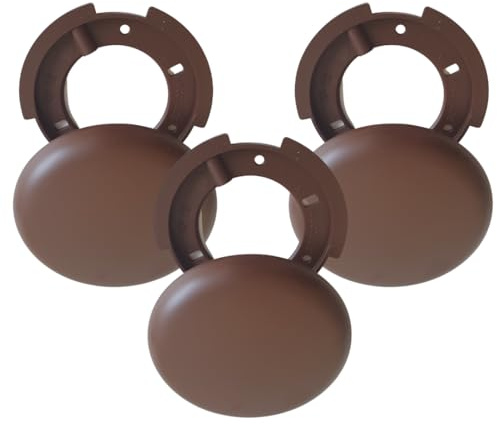 3 Stück Deckendose Braun Ø 100mm Höhe 1,5 cm superflach – Aufputz Verteilerdose & Abzweigdose aus Kunststoff Baldachin & Abdeckdose für Deckenmontage, Lampen & Kabelanschluss