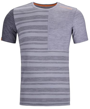 ORTOVOX 185 Rock’N’Wool Short Sleeve M - Vielseitiges, bequemes Shortsleeve aus feiner Merinowolle für Wintertouren - GRAU - Herren - L