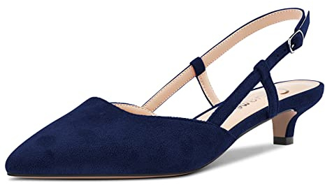 Castamere Femmes Kitten Bas Talon Heel Pointu Bout Escarpins Slingback Classique Dress Bureau Sandales Slip-on 3.5 CM Heels