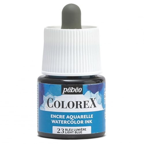 Pébéo - Tinta Colorex 45 ML Azul claro - Colorex Tinta Acuarela Pébéo - Tinta azul aterciopelada - Tinta Dibujo Multiherramienta Todos los Soportes - 45 ML - Azul Luz