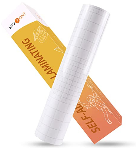 HTVRONT Rotolo di vinile trasparente autoadesivo per laminazione, 30,5 cm x 9,6 m, pellicola non termica per laminazione, non necessita di macchinari, per adesivi