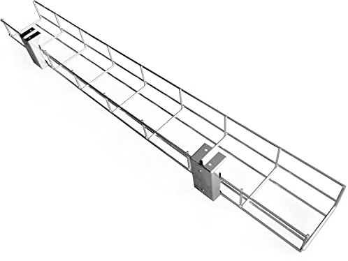 ART140MT 140cm Office Desk Cable Tray Galvanized Steel Mesh Basket w/Metal Under-desk Mounting Brackets (Made in the UK)
