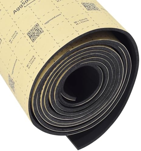 AggSound 1 rouleau 4mm 10m×1m auto adhésif tapis d'isolation acoustique, auto tapis d'isolation thermique (9,94㎡) | Mousse d'isolation thermique en mousse PE à cellules fermées de 4 mm pour porte de voiture
